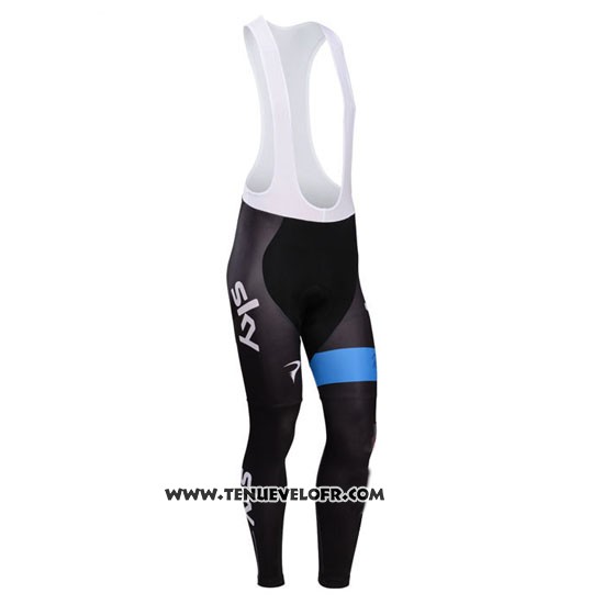 2014 Maillot Ciclismo Sky Champion Regno Unito Blanc Manches Longues et Cuissard